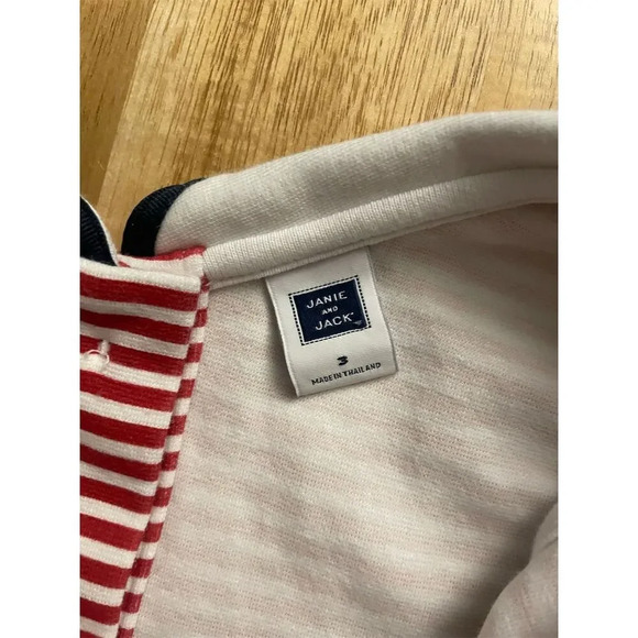 Janie and Jack Girls Sailor Striped Ponte Dress Red Size 3 Sleeveless Bow - Picture 3 of 5
